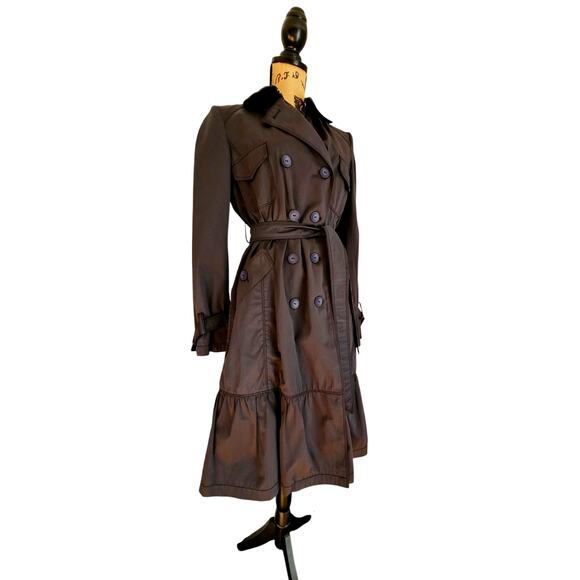 Max Mara Ruffle Hem Trench Coat. Weekend Edition, Womens Sz 8, Excellent cond - Picture 3 of 13